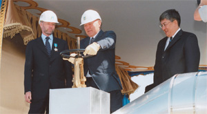 August 2003 at Karachaganak Phase 2 inauguration General Director KPO John Morrow, President Nazarbaev and West Kazakhstan Akim Krymbek Kusherbaev