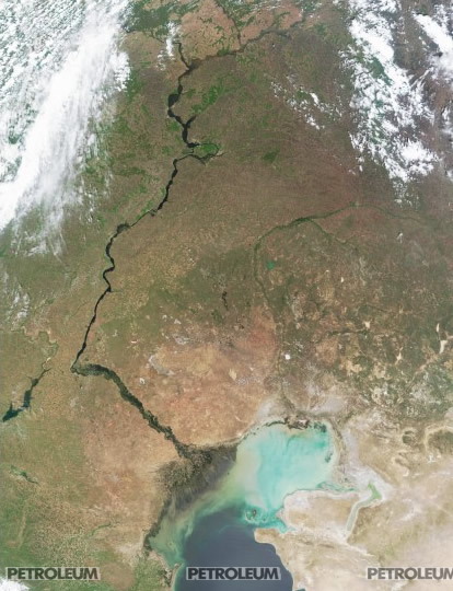Satellite picture of the Caspian depression and Northern part of the Caspian Sea Satellite picture of the Caspian depression and Northern part of the Caspian Sea