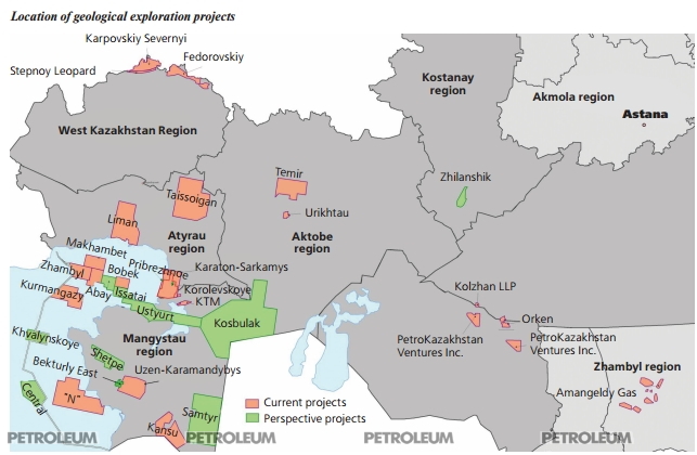 Location of geological exploration projects